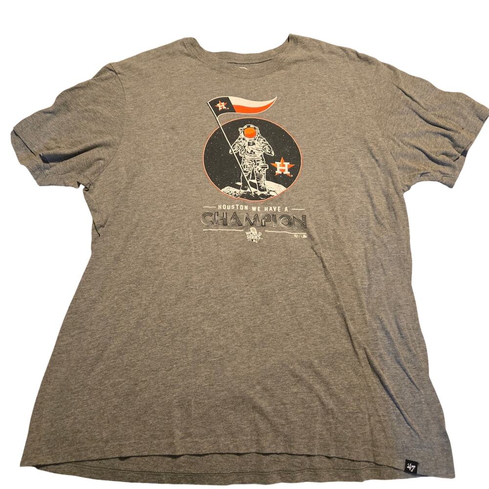 grey '47 brand T-shirt commemorating the Houston Astros 2017 World Series